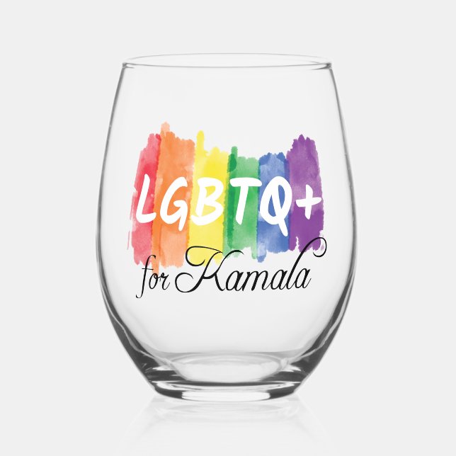 LGBTQ für Kamala Rainbow Gay Pride Weinglas Ohne Stiel (Vorderseite)