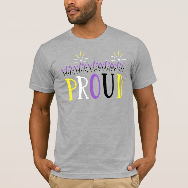 LGBTQ für nichtbinäre PROUD-Fireworks T-Shirt (Vorderseite)