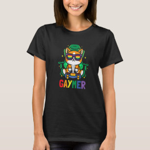 LGBTQ Gaming Lesbische Spielerin Gaymer Katze Rege T-Shirt