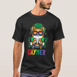 LGBTQ Gaming Lesbische Spielerin Gaymer Katze Rege T-Shirt