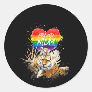 LGBTQ Gay and Lesbian Pride Mama Tiger Runder Aufkleber