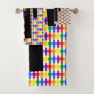LGBTQ Gay Man Silhouette und Regenbogen Männer Badhandtuch Set