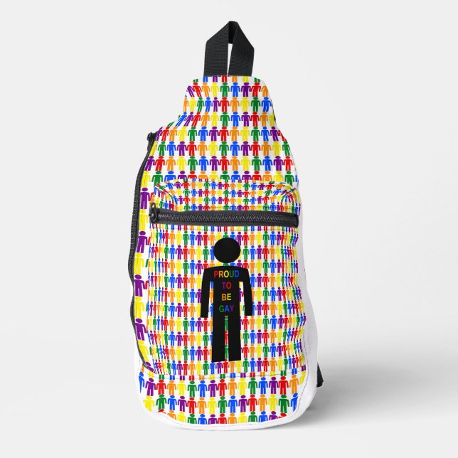 LGBTQ Gay Man Silhouette und Regenbogen Männer Crossbody Bag (Vorderseite)