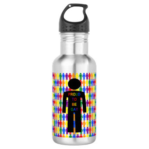 LGBTQ Gay Man Silhouette und Regenbogen Männer Edelstahlflasche