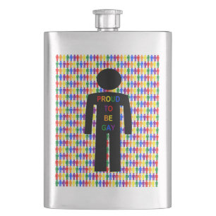 LGBTQ Gay Man Silhouette und Regenbogen Männer Flachmann
