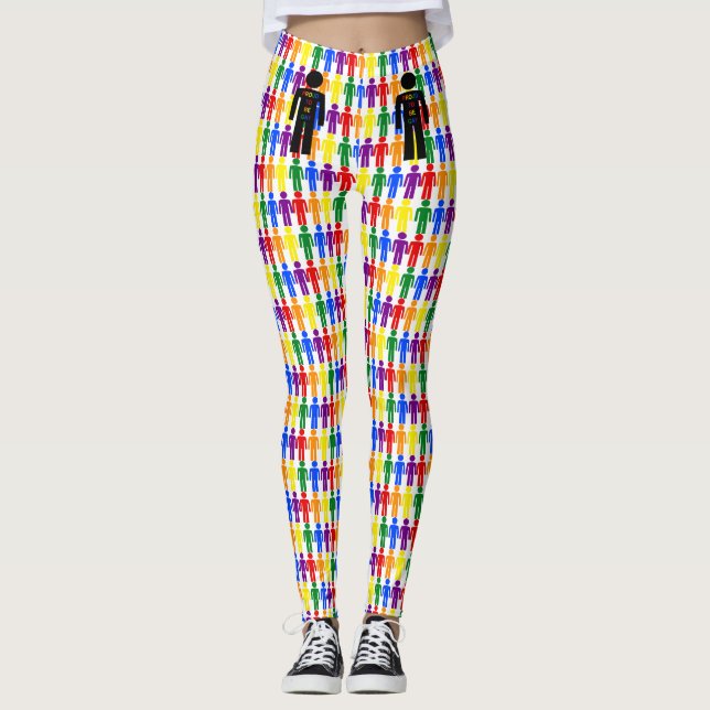 LGBTQ Gay Man Silhouette und Regenbogen Männer Leggings (Vorderseite)