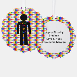 LGBTQ Gay Man Silhouette und Regenbogen Männer nac Ornament Karte