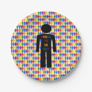 LGBTQ Gay Man Silhouette und Regenbogen Männer Pappteller