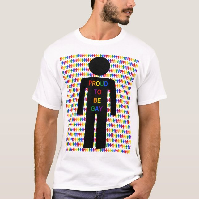 LGBTQ Gay Man Silhouette und Regenbogen Männer T-Shirt (Vorderseite)