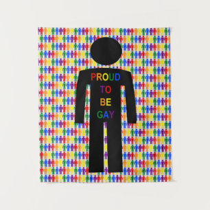 LGBTQ Gay Man Silhouette und Regenbogen Männer Wandteppich