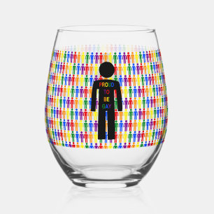 LGBTQ Gay Man Silhouette und Regenbogen Männer Weinglas Ohne Stiel