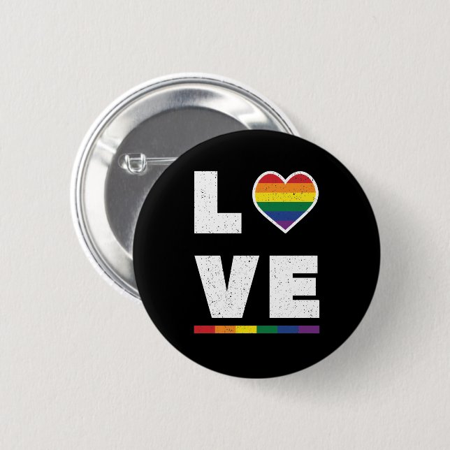 LGBTQ-Gay Pride-Flag Beunruhigte Grunge-Liebe Button (Vorne & Hinten)