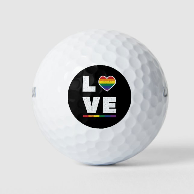 LGBTQ-Gay Pride-Flag Beunruhigte Grunge-Liebe Golfball (Vorderseite)