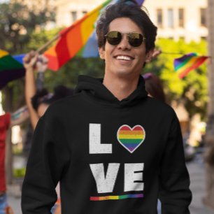 LGBTQ Gay Pride Flag Distressed Grunge Liebe Hoodie