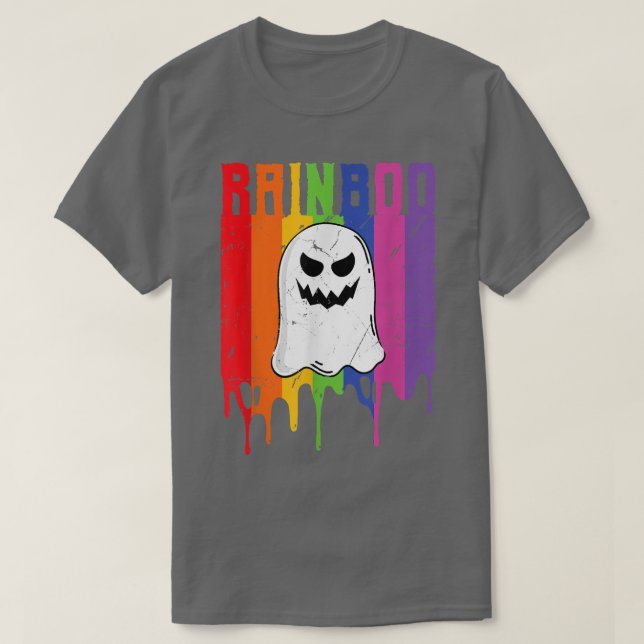 LGBTQ Gay Pride Flag Ghost Rainbow Halloween Funny T-Shirt (Design vorne)