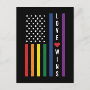 LGBTQ Gay Pride Liebe gewinnt amerikanische Flagge Postkarte
