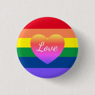LGBTQ Gay Pride Liebe Rainbow Herz Button