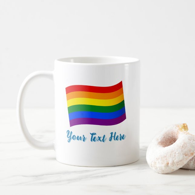 LGBTQ-Gay Pride mit Rainbow-Flag-Sondertext Kaffeetasse (Mit Donut)