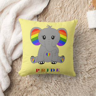 LGBTQ-Gay Pride - niedlicher Elefant mit Regenboge Kissen