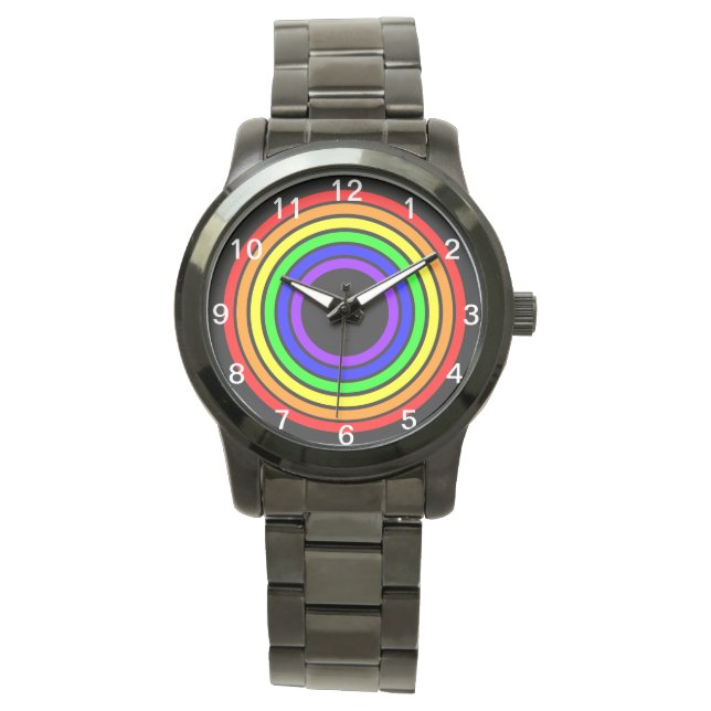 LGBTQ GAY PRIDE RAINBOW FARBE ZEIT FÜR GLEICHHEIT ARMBANDUHR (Vorderseite)