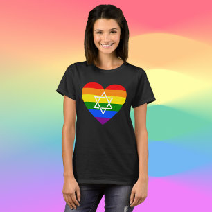 LGBTQ Gay Rainbow Flag Herz Jüdischer Star von Dav T-Shirt