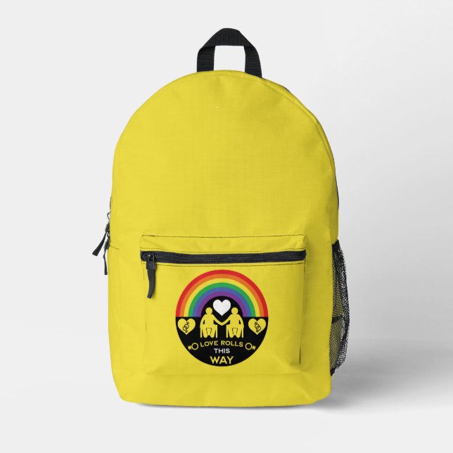 LGBTQ Gay Rollstuhl Behinderung Prix Bedruckter Rucksack (Vorderseite)