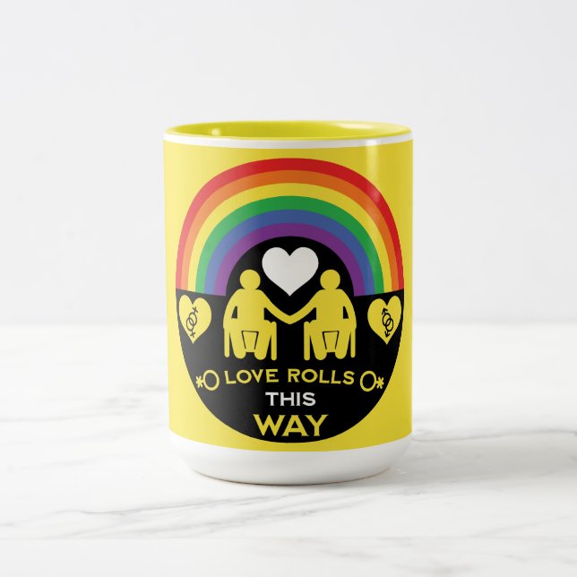 LGBTQ Gay Rollstuhl Behinderung Prix Zweifarbige Tasse (Mittel)