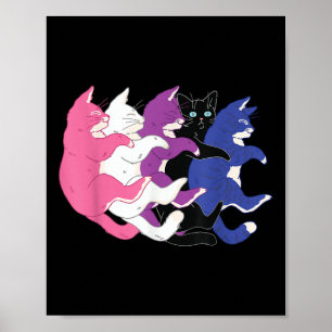 Lgbtq Genderfluid-Stolzflagge - Katzen stapeln Gen Poster