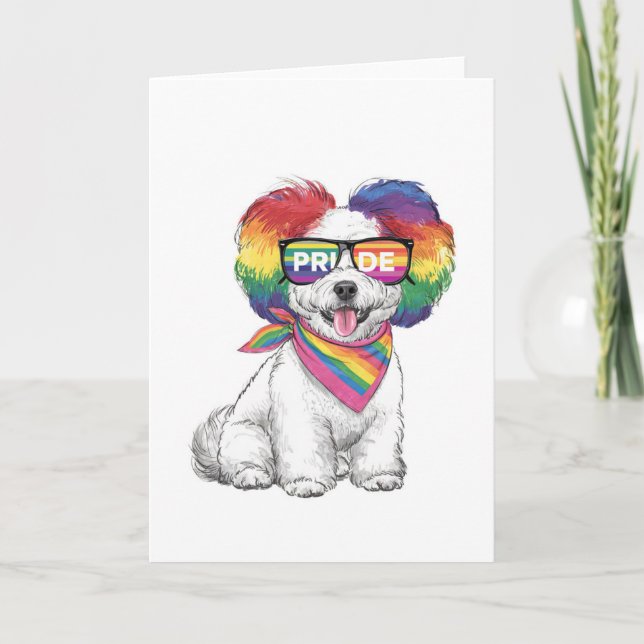 LGBTQ+ General Greetings Card - Rainbow Pup Einladung (Vorderseite)