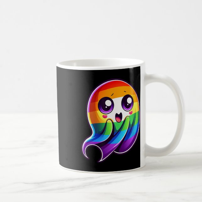 Lgbtq Ghost Rainbow Gay Pride Funny Kaffeetasse (Rechts)