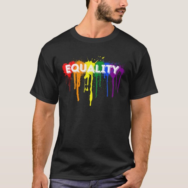 LGBTQ-Gleichstellung von Rainbow-Spritzern T-Shirt (Vorderseite)