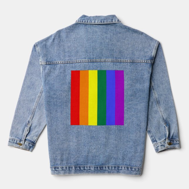 LGBTQ+-GLEICHWERTIGKEIT RAINBOW-FLAG JEANSJACKE (Rückseite)