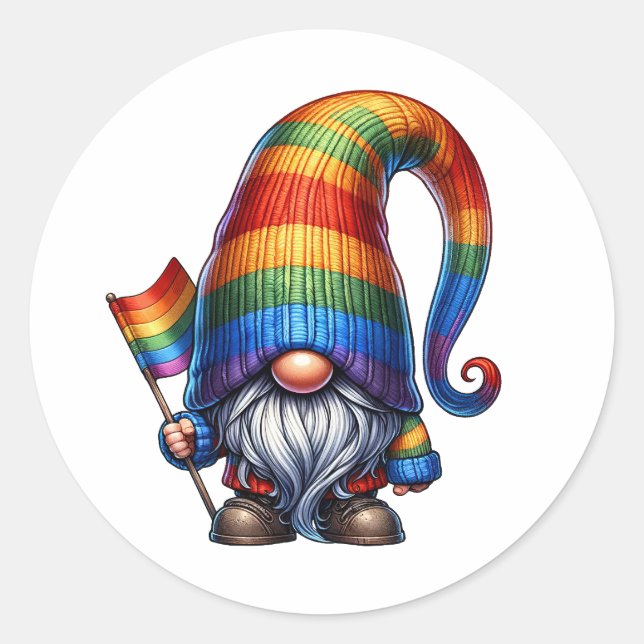 LGBTQ+ Gnome-Dekoration Runder Aufkleber (Vorderseite)