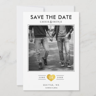LGBTQ-Gold-Herz Save the Date mit Foto