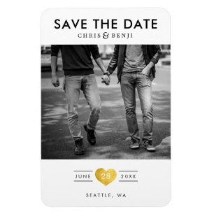LGBTQ-Gold-Herz Save the Date mit Foto Magnet