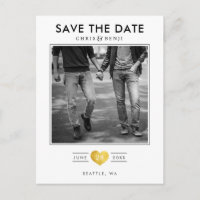 LGBTQ-Gold-Herz Save the Date mit Foto