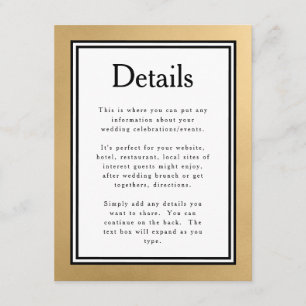 LGBTQ Gold Modern Wedding Details Enclosure Card Begleitkarte