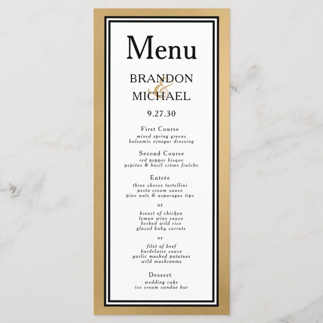 LGBTQ Gold Modern Wedding Menu Menükarte (Vorderseite)