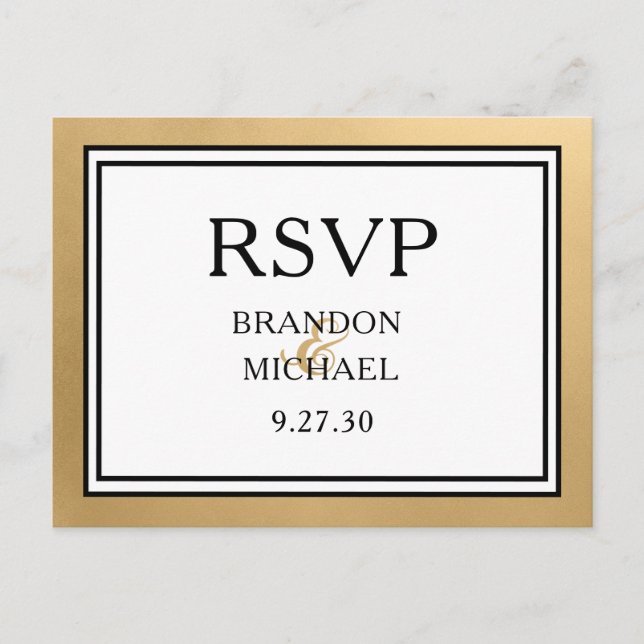 LGBTQ Gold Modern Wedding RSVP Postkarte (Vorderseite)