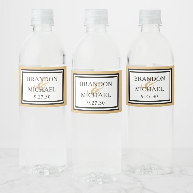LGBTQ Gold Modern Wedding Water Flasche Label Wasserflaschenetikett (Flaschen)