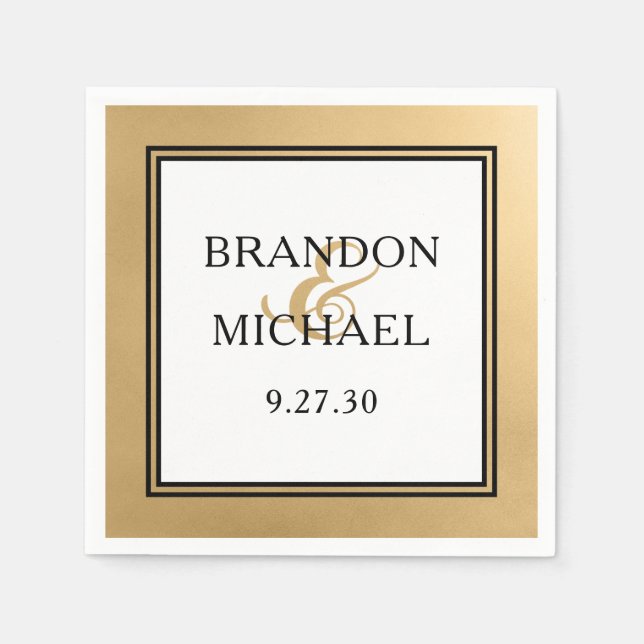 LGBTQ Gold Moderne Hochzeit Napkins Serviette (Vorderseite)