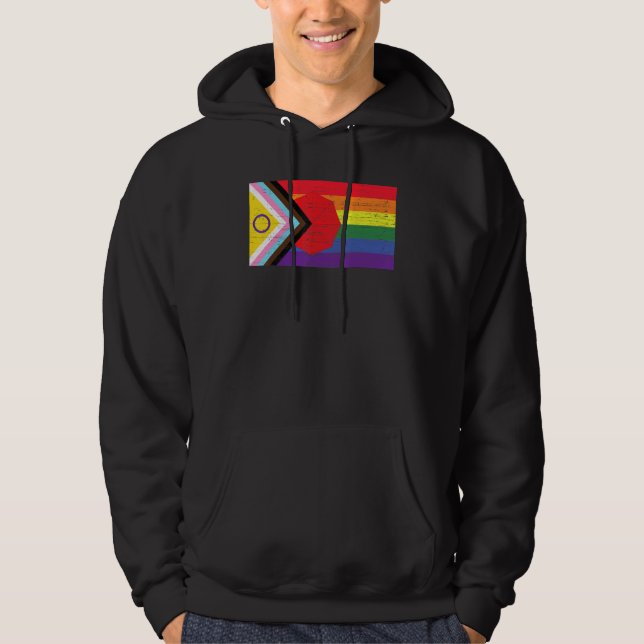 LGBTQ+ Grunge Flag Inclusive Progressive Pride Fla Hoodie (Vorderseite)