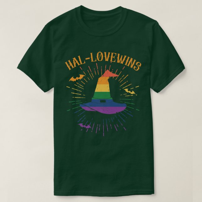 LGBTQ Halloween Kostüm Rainbow Flag gewinnt Liebe T-Shirt (Design vorne)