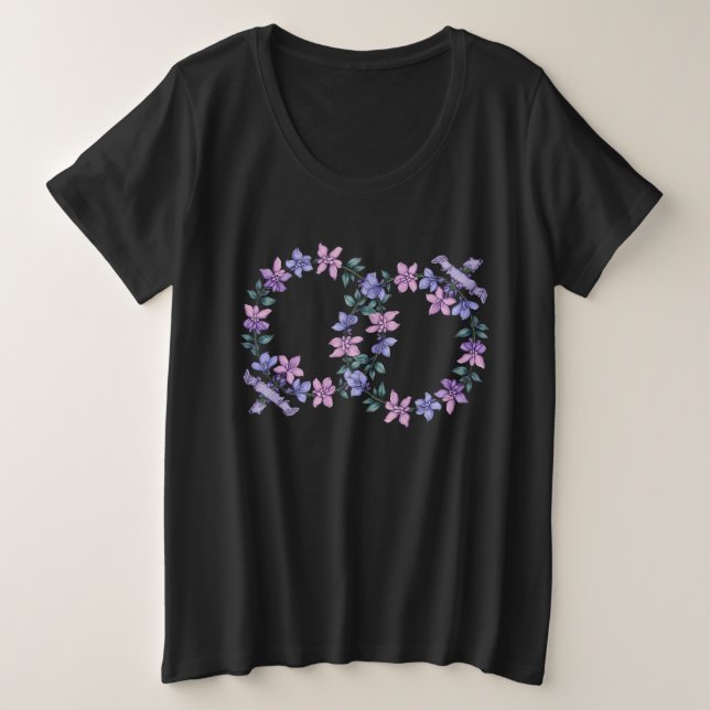 LGBTQ handgezeichnet Blume Frauensymbole Große Größe T-Shirt (Design vorne)