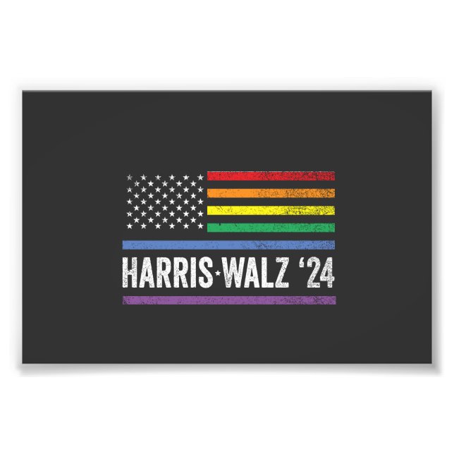 LGBTQ Harris Walz American Flag Election 2024 Fotodruck (Vorne)