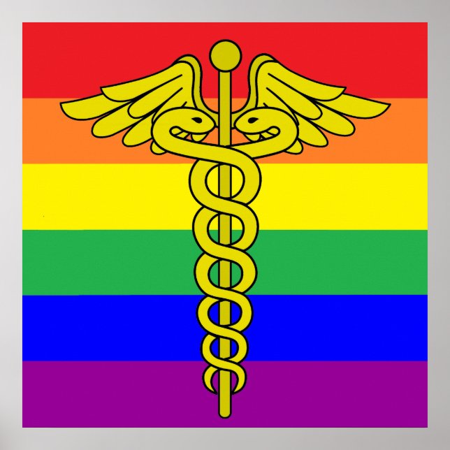 LGBTQ Healthcare Caduceus Sign Wall Art Poster (Vorne)