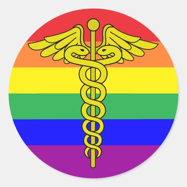 LGBTQ Healthcare Caduceus Sticker (Vorderseite)