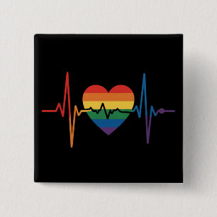LGBTQ Herzschläge Herz Stolz Schwul Lesbisch Trans Button