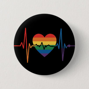 LGBTQ Herzschläge Herz Stolz Schwul Lesbisch Trans Button