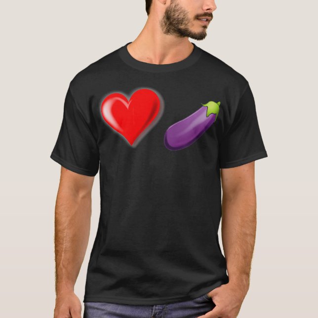 LGBTQ Herzstück Eggplant Emoji T-Shirt (Vorderseite)